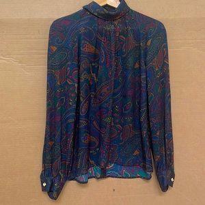 Carlisle long sleeve dark blouse size 6 dressy